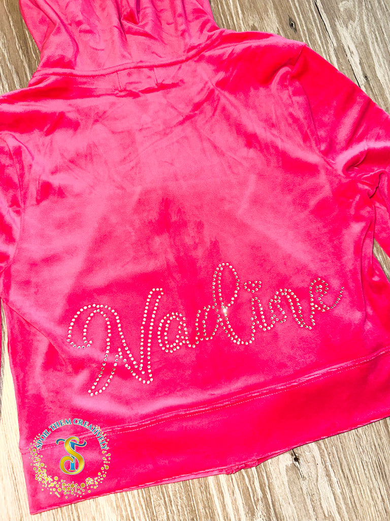Custom Rhinestone Velour Track Suit