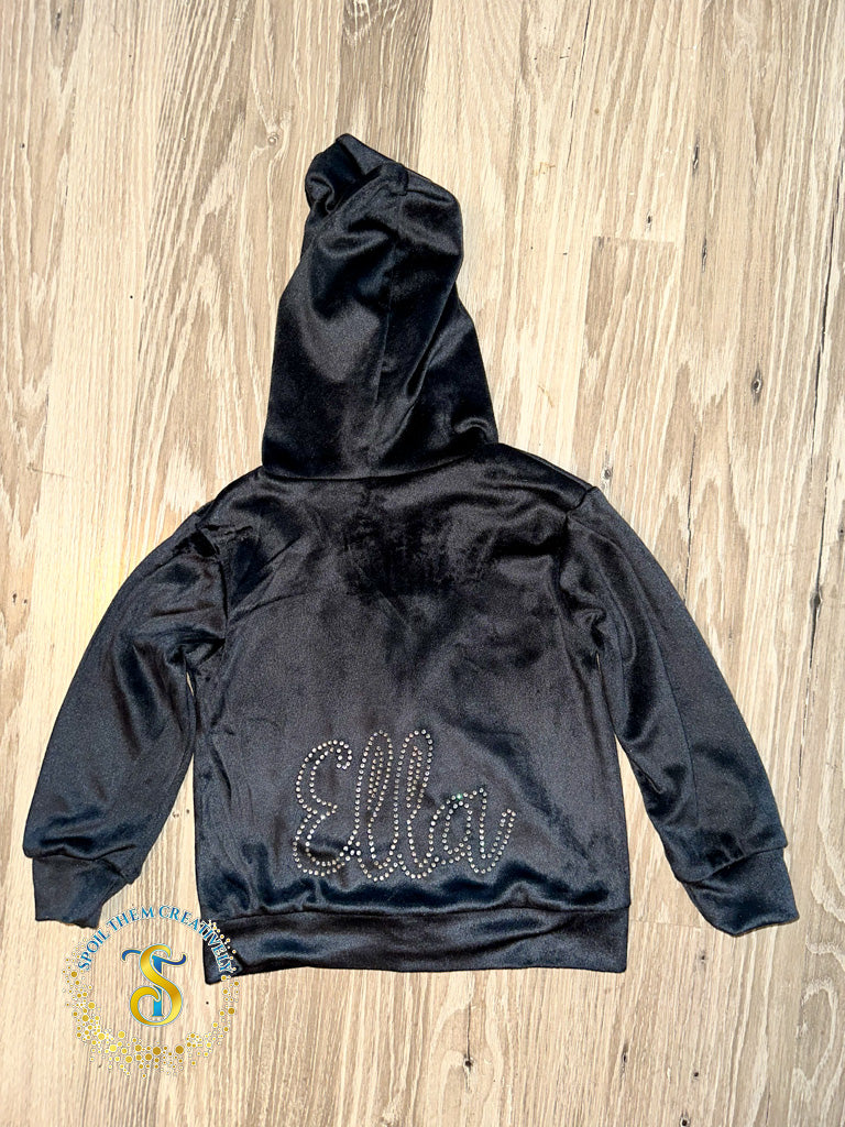 Custom Rhinestone Velour Track Suit