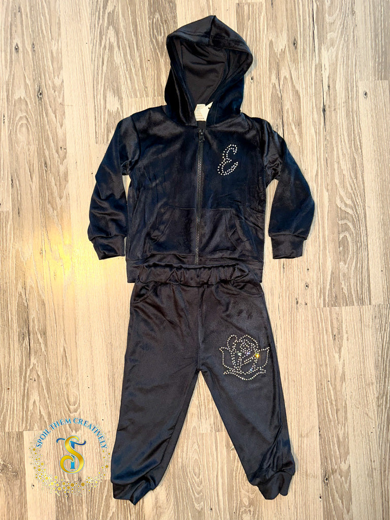 Custom Rhinestone Velour Track Suit