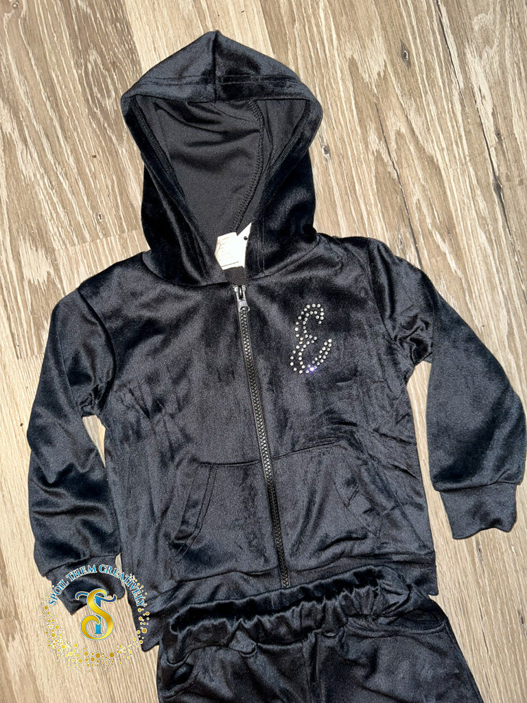Custom Rhinestone Velour Track Suit
