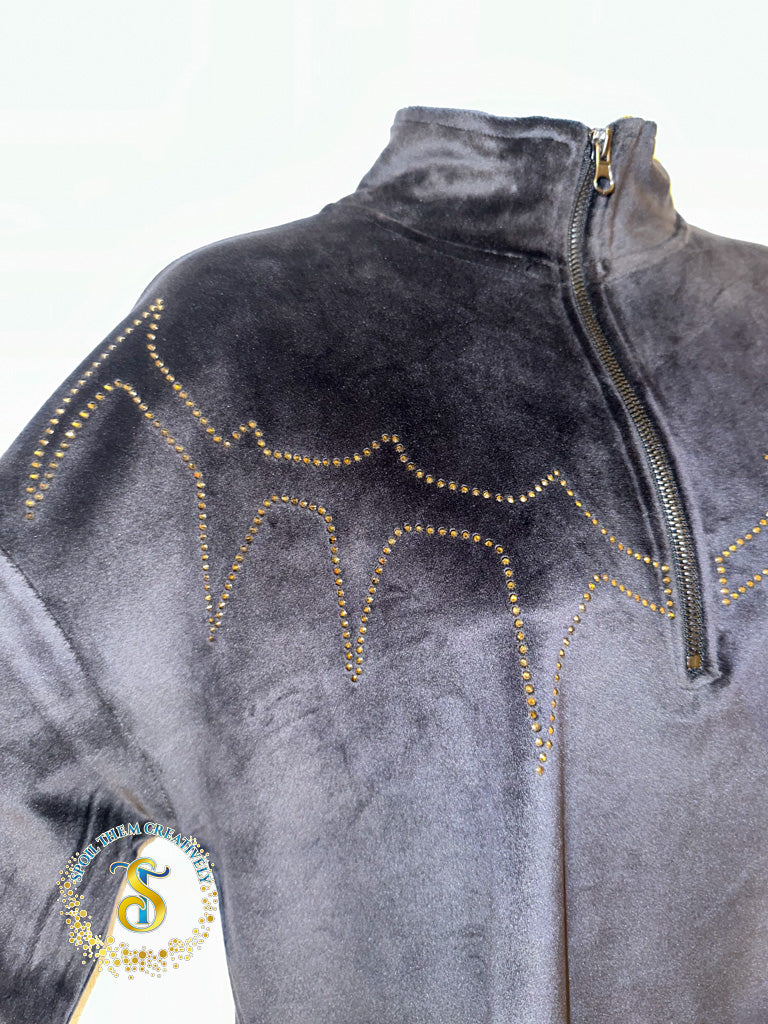 Custom Rhinestone Velour Track Suit