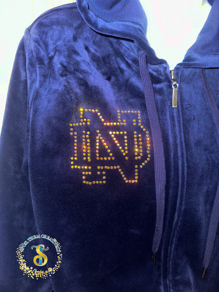 Custom Rhinestone Velour Track Suit