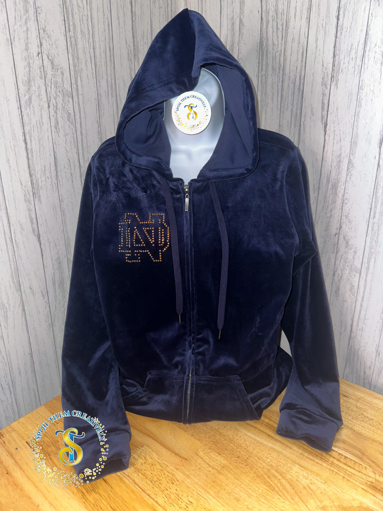 Custom Rhinestone Velour Track Suit