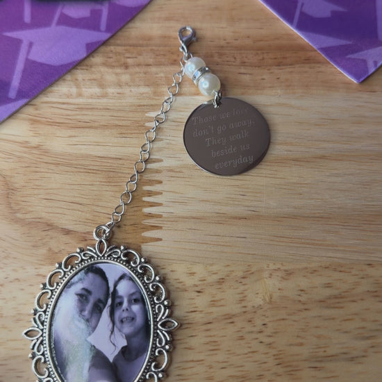 Silver Memorial Photo Charm for Graduation Cap