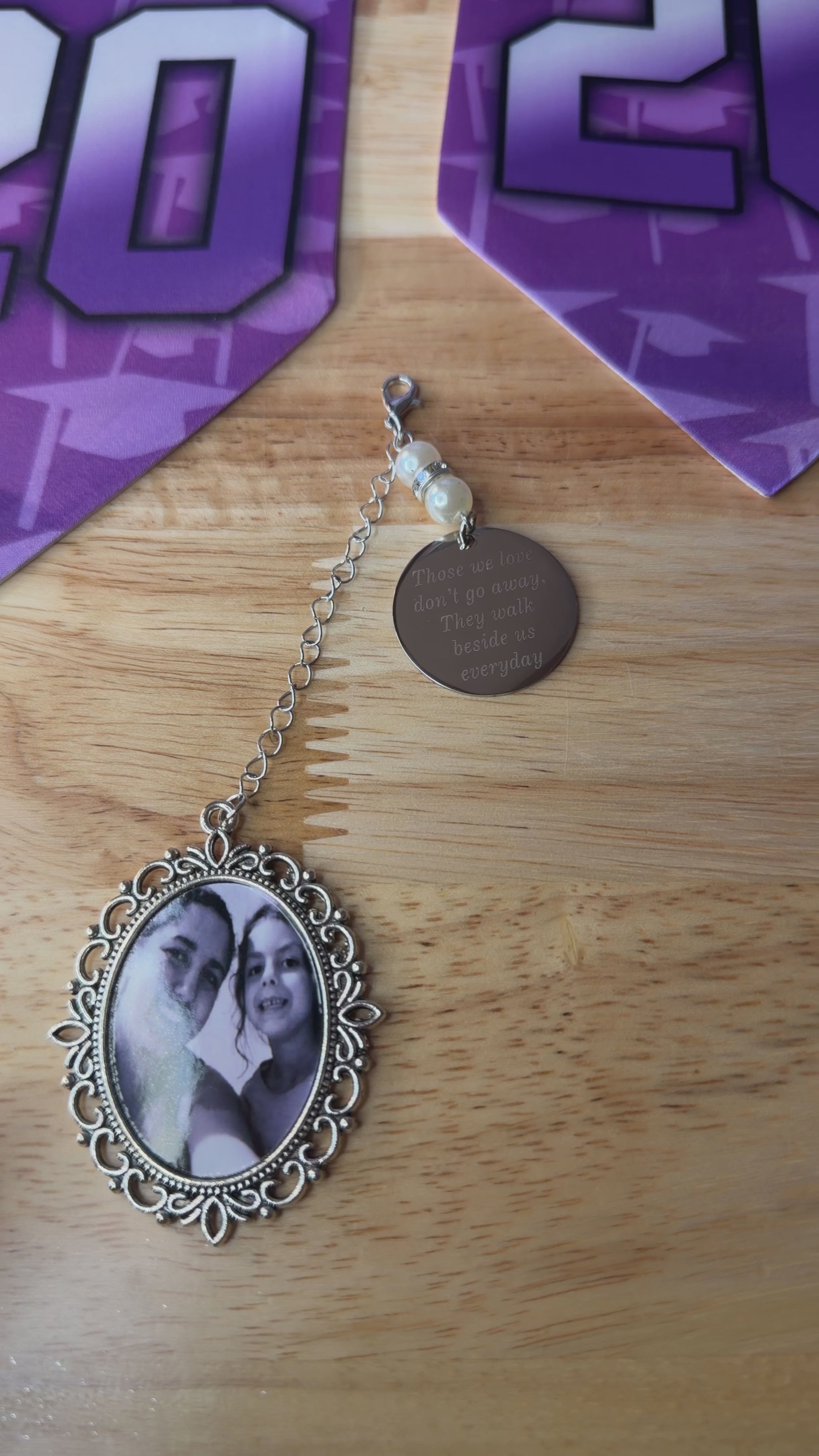 Silver Memorial Photo Charm for Graduation Cap