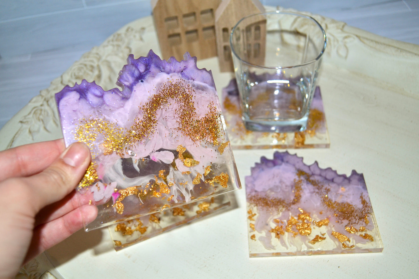 Purple Dream Resin Coasters (set of 4)