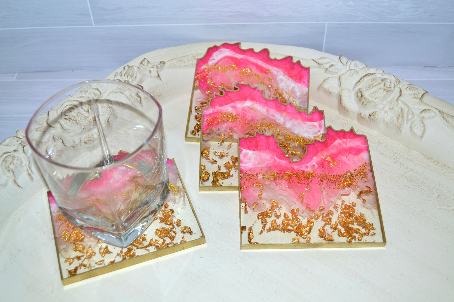 Pink Dream Resin Coasters (set of 4)