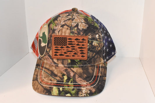 Fish Flag Leather Patch Hat