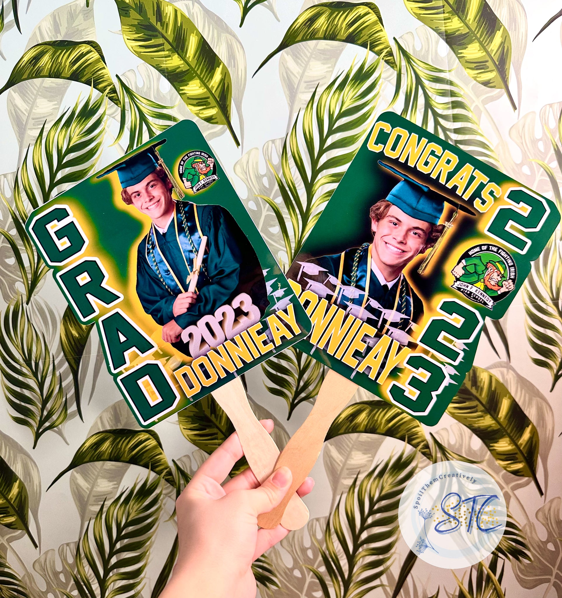 Personalized hand deals fans for graduation