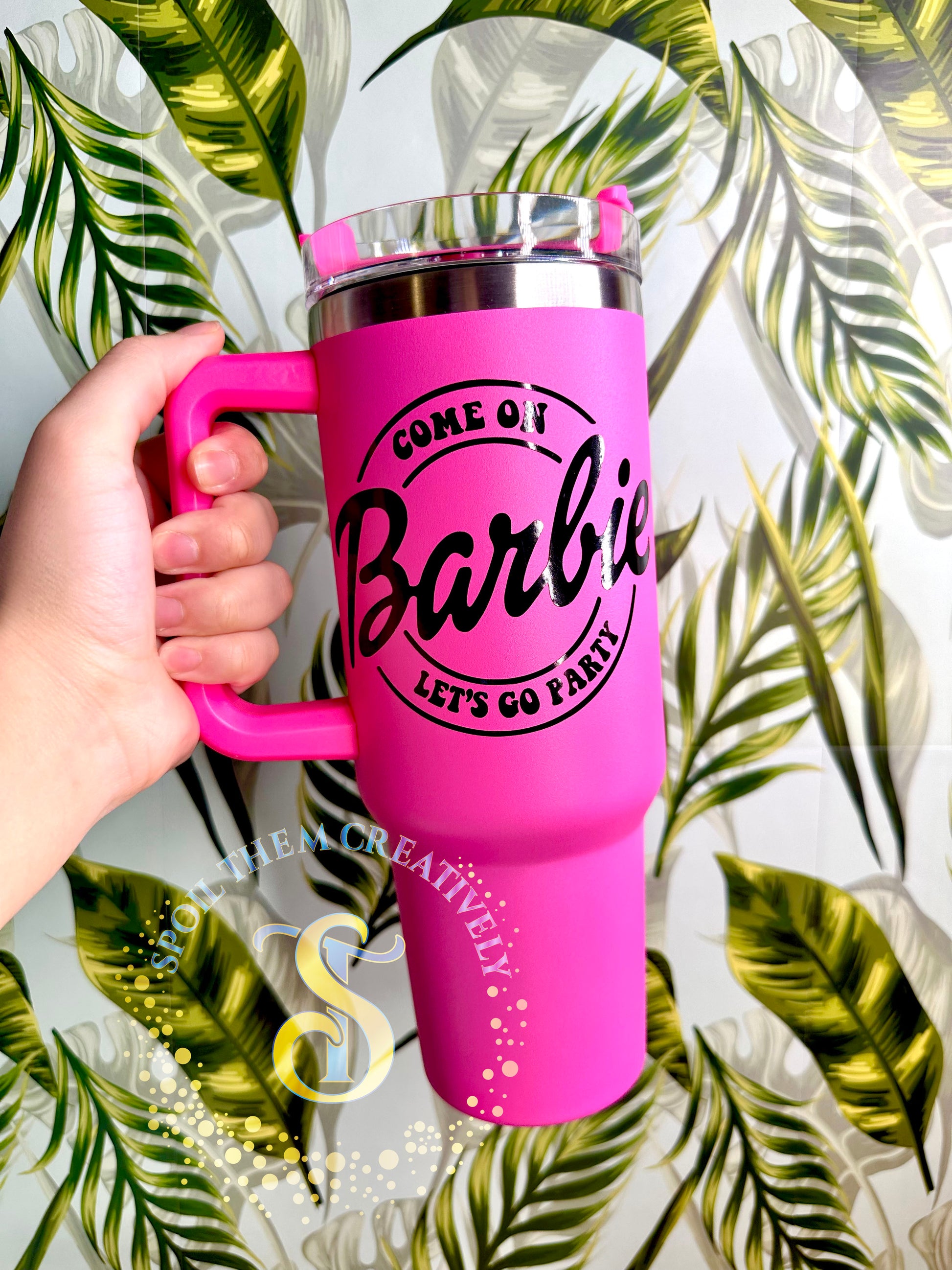 Personalized 40oz Tumbler with Handle & Straw – creativeintheclouds