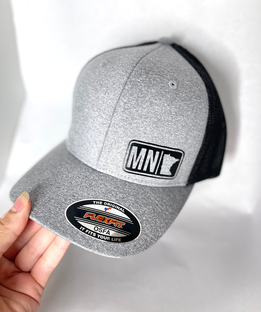 Black Design Minnesota Hat w/ State Shape