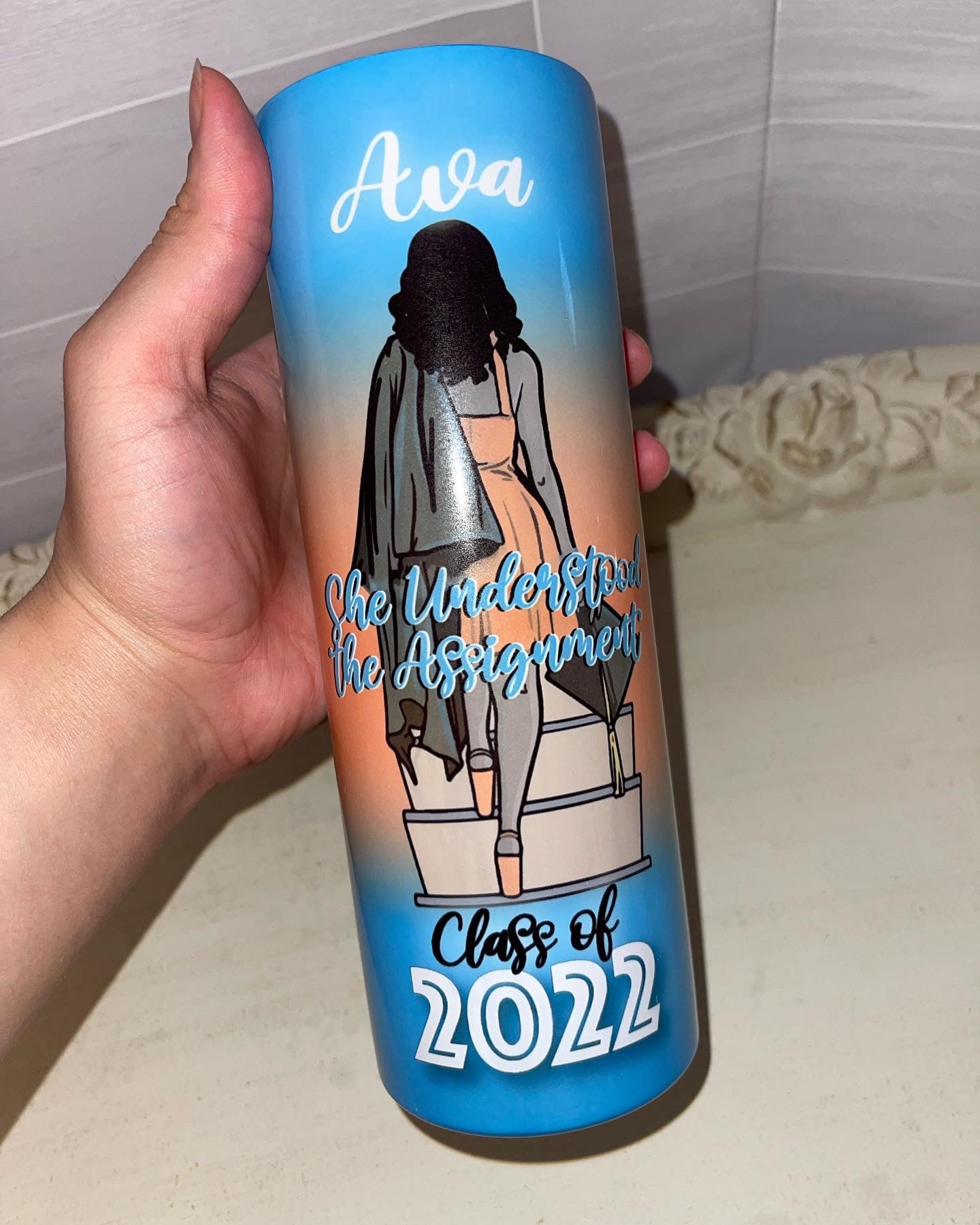Personalized Stainless Steel Graduation Tumbler w/ Pictures (20oz Skinny)